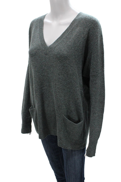 Repeat Womens Gray V-Neck Pullover Sweater 80% Wool Long Sleeve Size S