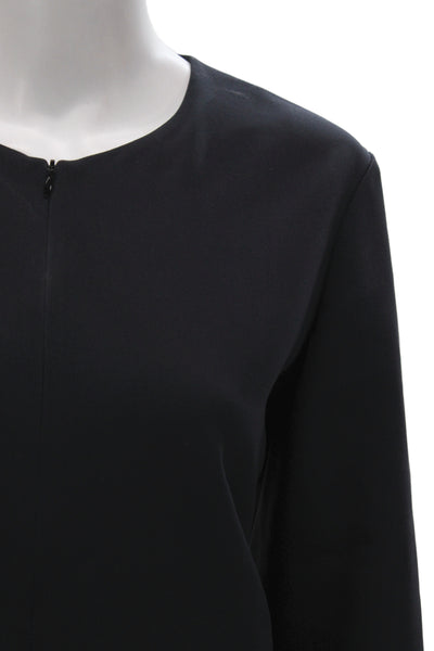 Index Women Basic Black Blouse 3/4 Sleeve Round Neck Zip Size XL