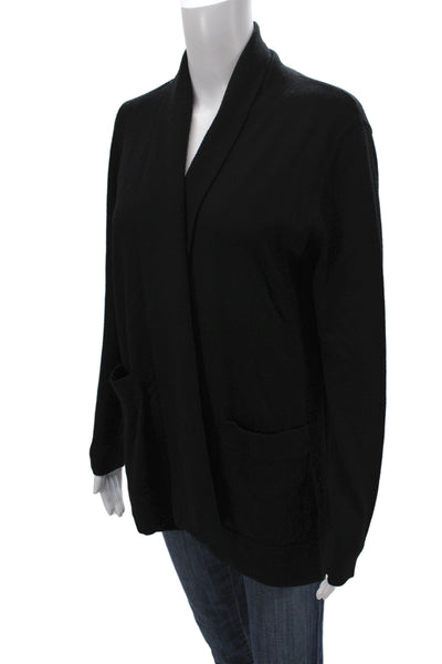 Repeat Women Cardigan Black V-Neck Merino Wool Long Sleeve Size S