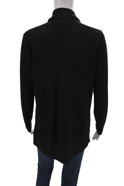 Repeat Women Cardigan Black V-Neck Merino Wool Long Sleeve Size S