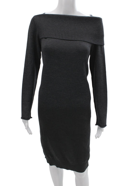 Pier Antonio Gaspari Womens Gray Sweater Dress Wool Off Shoulder Size M
