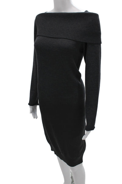 Pier Antonio Gaspari Womens Gray Sweater Dress Wool Off Shoulder Size M