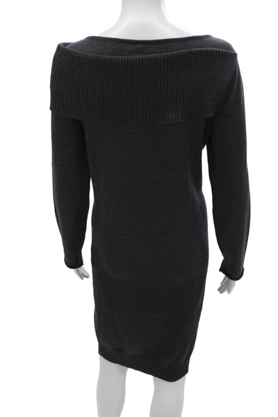 Pier Antonio Gaspari Womens Gray Sweater Dress Wool Off Shoulder Size M