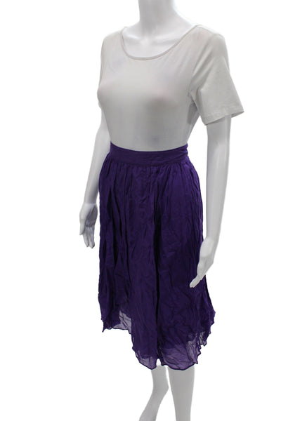 J Crew Womens Pleated Purple Cotton Knee Length Skirt Size 10
