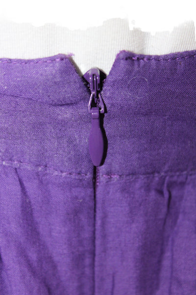 J Crew Womens Pleated Purple Cotton Knee Length Skirt Size 10