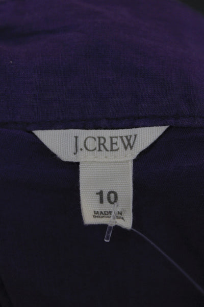 J Crew Womens Pleated Purple Cotton Knee Length Skirt Size 10