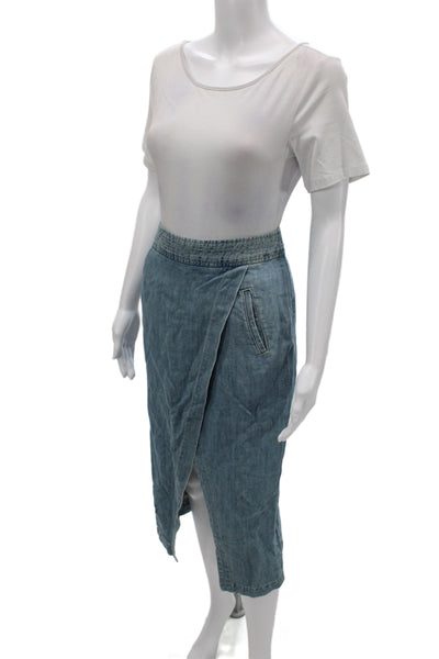 Maeve Anthropologie Womens Blue Wrap Midi Skirt Size 8