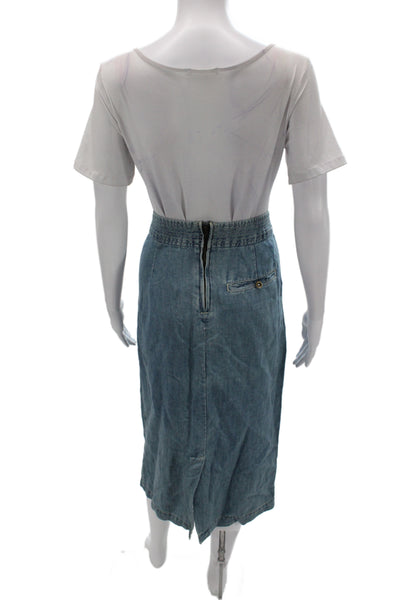 Maeve Anthropologie Womens Blue Wrap Midi Skirt Size 8