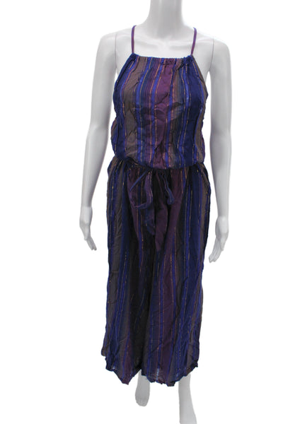 Cleobella Womens Halter Striped Viscose Jumpsuit Sleeveless Blue Size 8