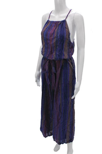 Cleobella Womens Halter Striped Viscose Jumpsuit Sleeveless Blue Size 8