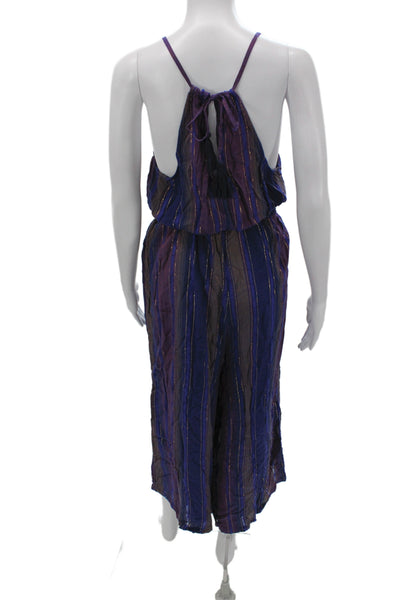 Cleobella Womens Halter Striped Viscose Jumpsuit Sleeveless Blue Size 8