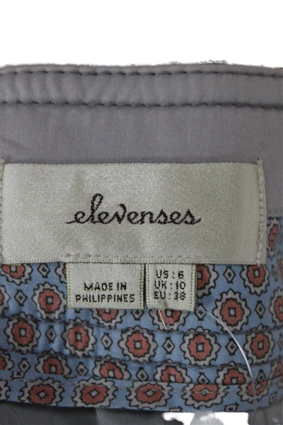 Elevenses Anthropologie Women Cropped Gray Pants Zip Inseam 25 Size 6