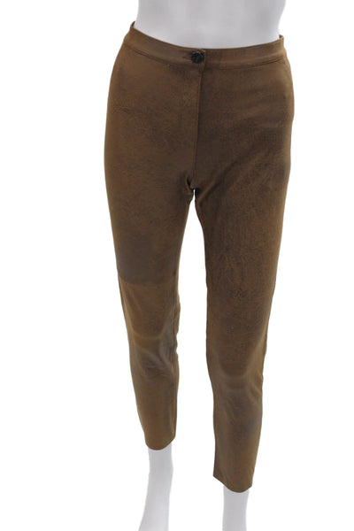 Zara Woman Womens Ankle Pants Brown Polyester Button Casual Size L