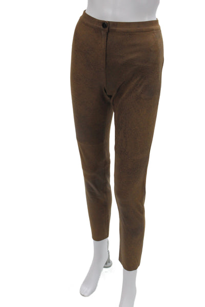 Zara Woman Womens Ankle Pants Brown Polyester Button Casual Size L