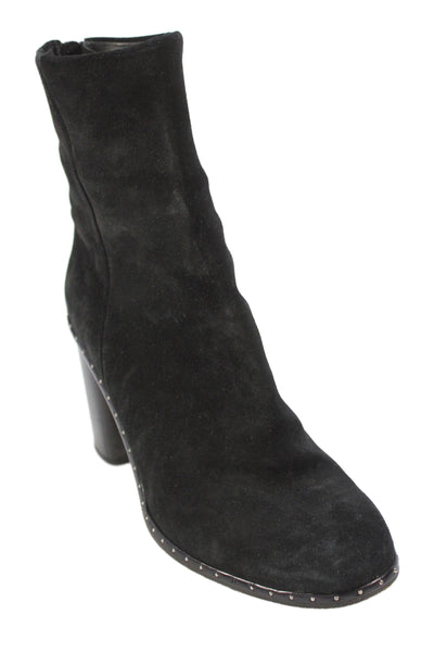 Rag & Bone Womens Studded Trimmed Block Heels Ankle Boots Black Size EUR 36.5