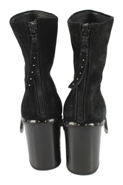 Rag & Bone Womens Studded Trimmed Block Heels Ankle Boots Black Size EUR 36.5