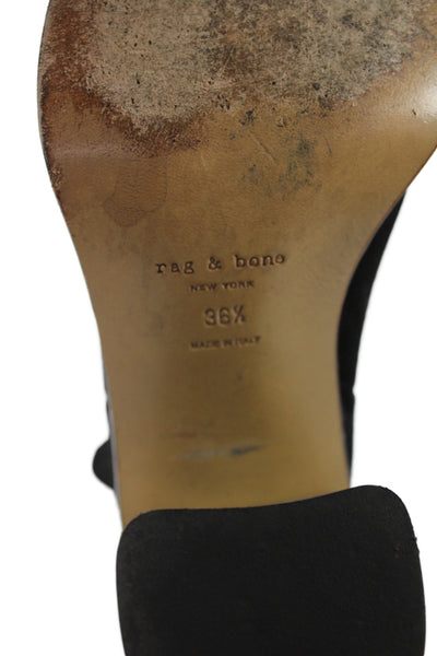 Rag & Bone Womens Studded Trimmed Block Heels Ankle Boots Black Size EUR 36.5
