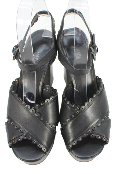 Michael Michael Kors Womens Leather Ankle Buckled Block Heels Black Size 6.5