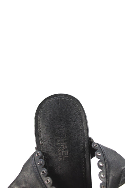 Michael Michael Kors Womens Leather Ankle Buckled Block Heels Black Size 6.5