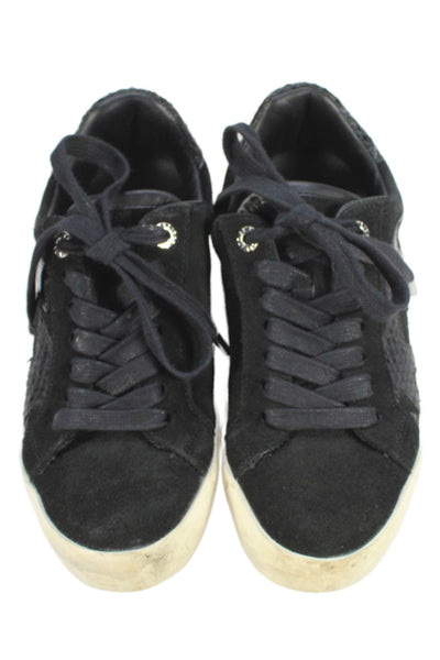 Zadig Womens Suede Embossed Animal Print Lace-Up Sneakers Black Size EUR 37