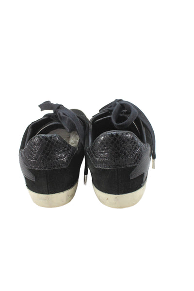 Zadig Womens Suede Embossed Animal Print Lace-Up Sneakers Black Size EUR 37