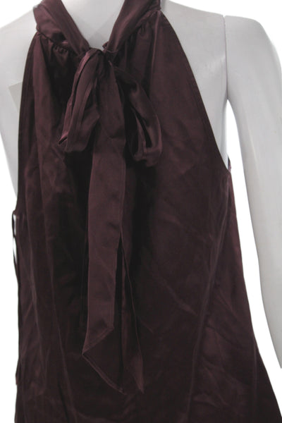Parker Women Silk Halter Camisole Blouse Sleeveless Tie Purple Size S