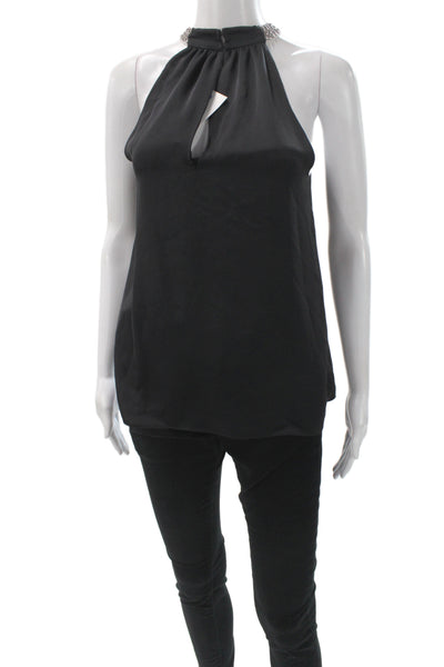 Ramy Brook Women Tunic Halter Sleeveless Black 100% Polyester Pullover Size S