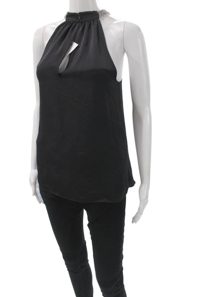 Ramy Brook Women Tunic Halter Sleeveless Black 100% Polyester Pullover Size S