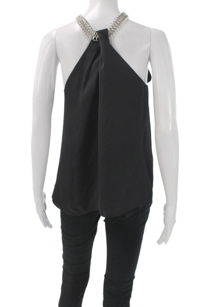 Ramy Brook Women Tunic Halter Sleeveless Black 100% Polyester Pullover Size S