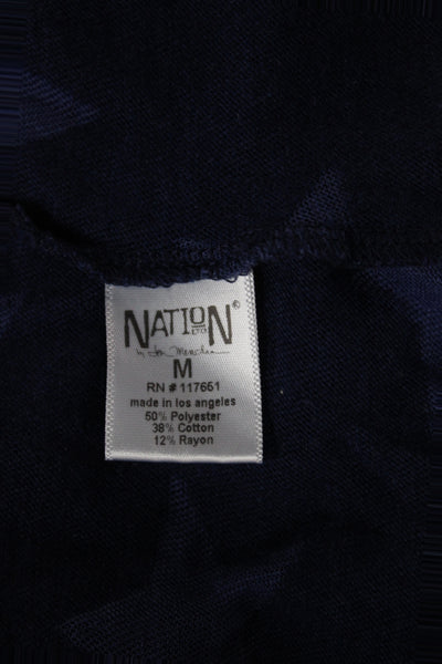 Nation LTD Women Blue Jersey Sleeveless Tank Crew Neck Geometric Stars Size M