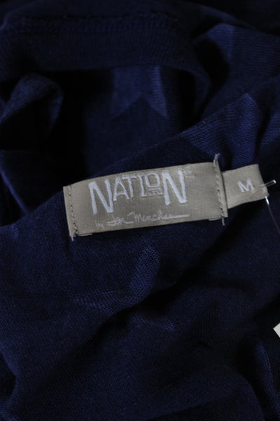 Nation LTD Women Blue Jersey Sleeveless Tank Crew Neck Geometric Stars Size M