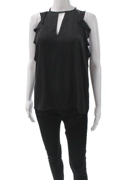 Amanda Uprichard Women Basic Sleeveless V-Neck Black Blouse Size M