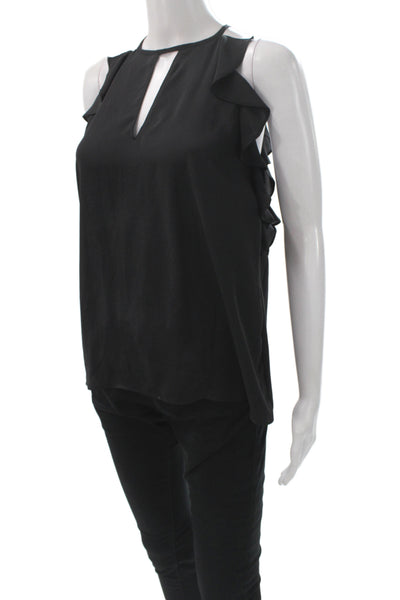 Amanda Uprichard Women Basic Sleeveless V-Neck Black Blouse Size M