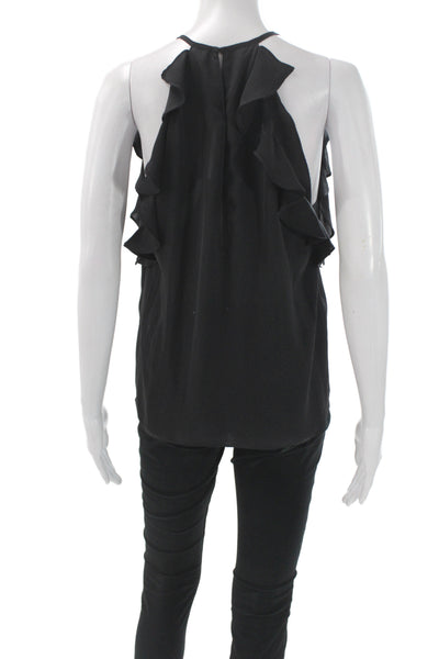 Amanda Uprichard Women Basic Sleeveless V-Neck Black Blouse Size M