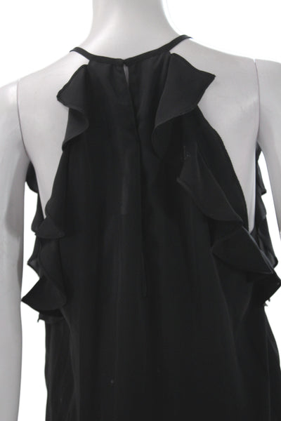 Amanda Uprichard Women Basic Sleeveless V-Neck Black Blouse Size M