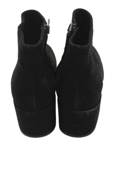 Vince Womens Suede Zipped Ostend Block Heels Ankle Boots Black Size 6.5