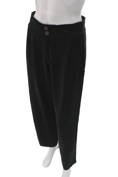 Stillwater Womens Black Cropped Rayon Button Pants Size M