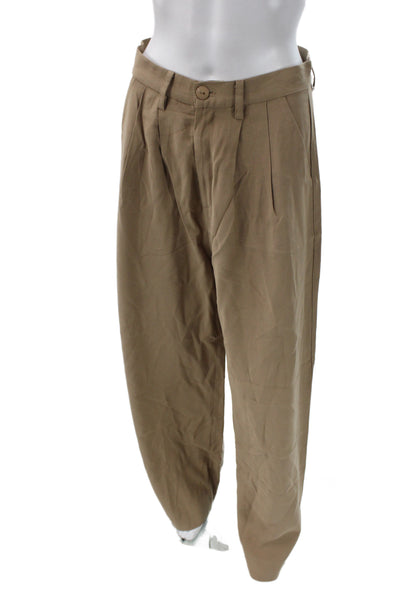 Nonchalant Label Women Dress Pants Beige Button Polyester Minimalist Size M