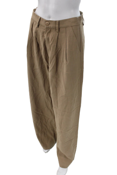 Nonchalant Label Women Dress Pants Beige Button Polyester Minimalist Size M