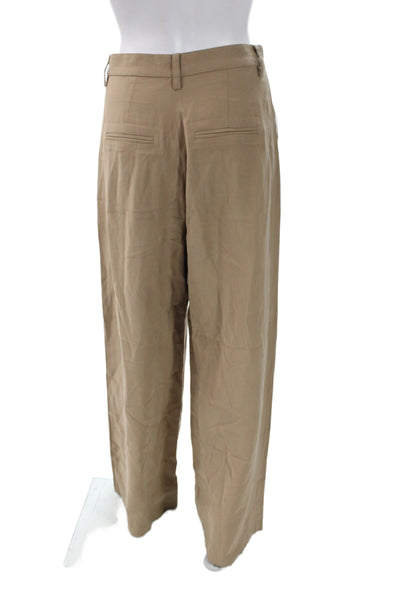 Nonchalant Label Women Dress Pants Beige Button Polyester Minimalist Size M