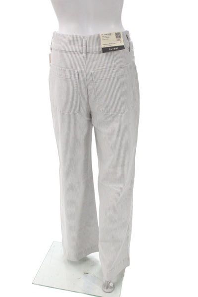 DL1961 Womens Wide-Leg Striped Gray Cotton Jeans Size 27
