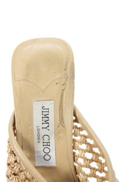 Jimmy Choo Womens Woven Slid On Thong Sandals Beige Size 39 9