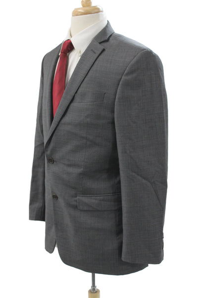 Tallia Mens 2 Piece Gray Wool Suit Jacket Solid Button Classic Size 40