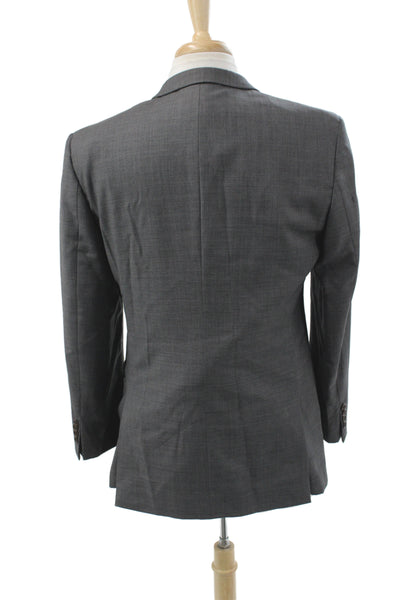 Tallia Mens 2 Piece Gray Wool Suit Jacket Solid Button Classic Size 40
