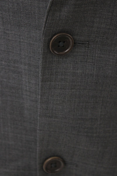 Tallia Mens 2 Piece Gray Wool Suit Jacket Solid Button Classic Size 40