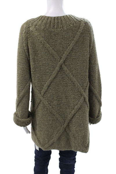 Escada Sport Women Green Argyle V-Neck Cardigan 42% Wool Size XL
