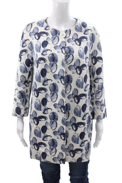 Don Caster Womens Basic Jacket Blue 3/4 Sleeve Floral Size XL
