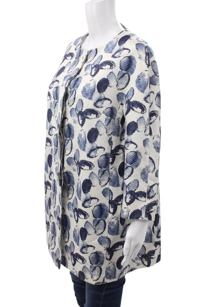 Don Caster Womens Basic Jacket Blue 3/4 Sleeve Floral Size XL