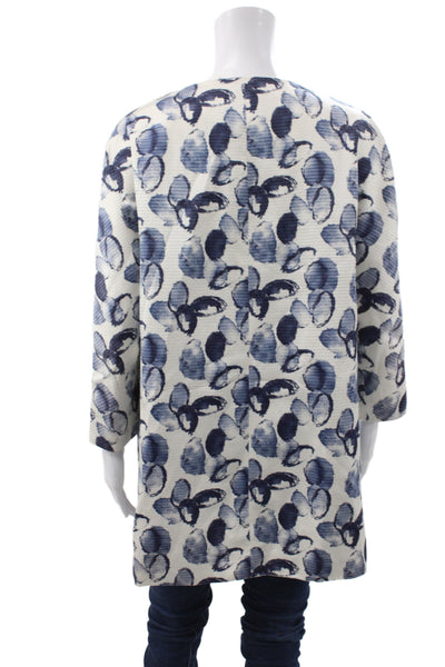 Don Caster Womens Basic Jacket Blue 3/4 Sleeve Floral Size XL