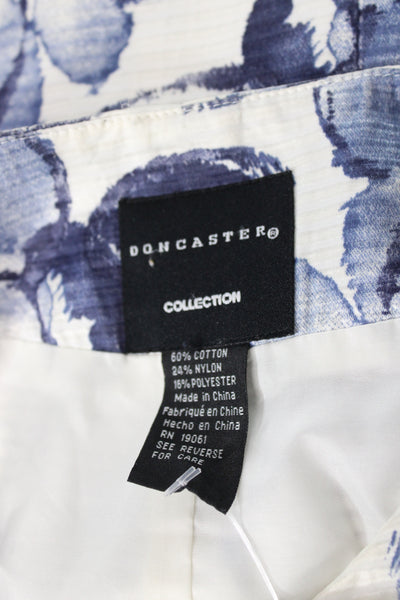 Don Caster Womens Basic Jacket Blue 3/4 Sleeve Floral Size XL